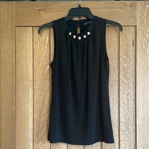 White House Black Market Sleeveless Top with Pearl Detail Like new!
